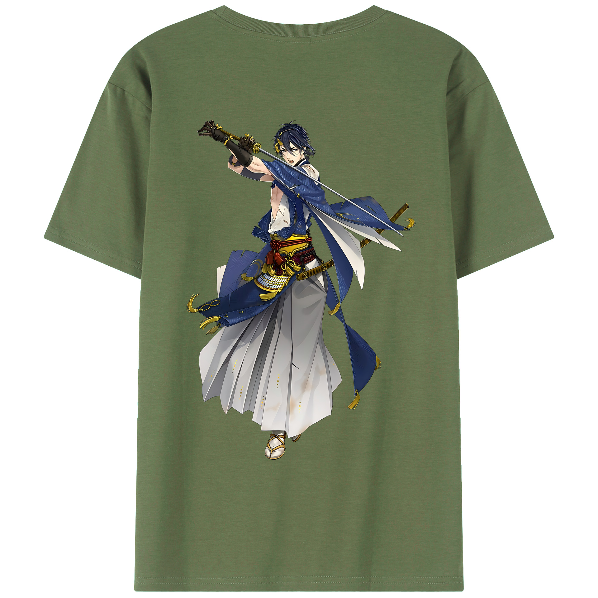（画像用） 刀剣乱舞 Touken Ranbu 綿100％ メンズ半袖Tシャツ（バックプリント） 通気性